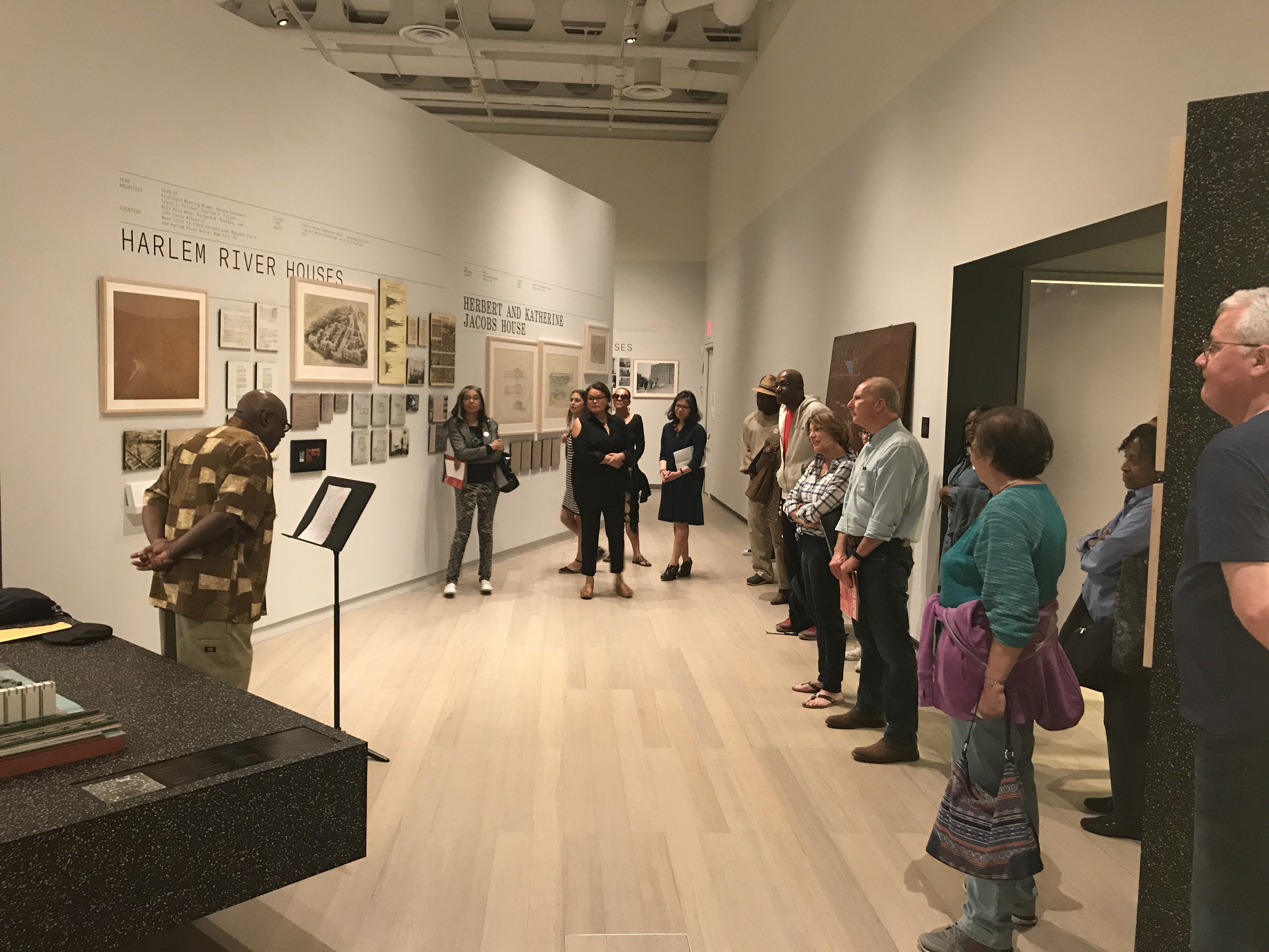 Gathering of people in a gallery space