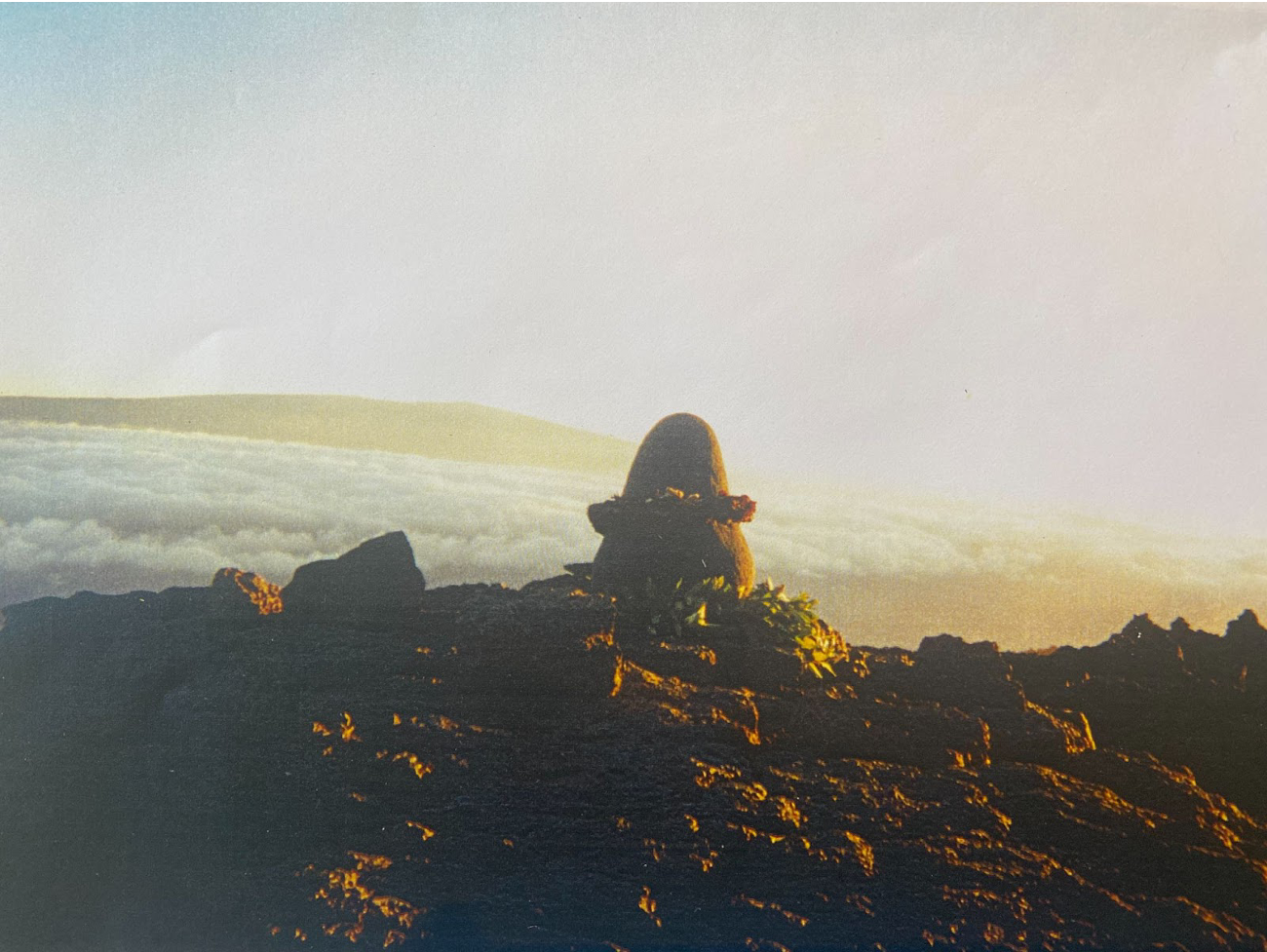 Ho‘okupu stone on Maunakea, 1997. Image from the collection of Deborah Ward. 