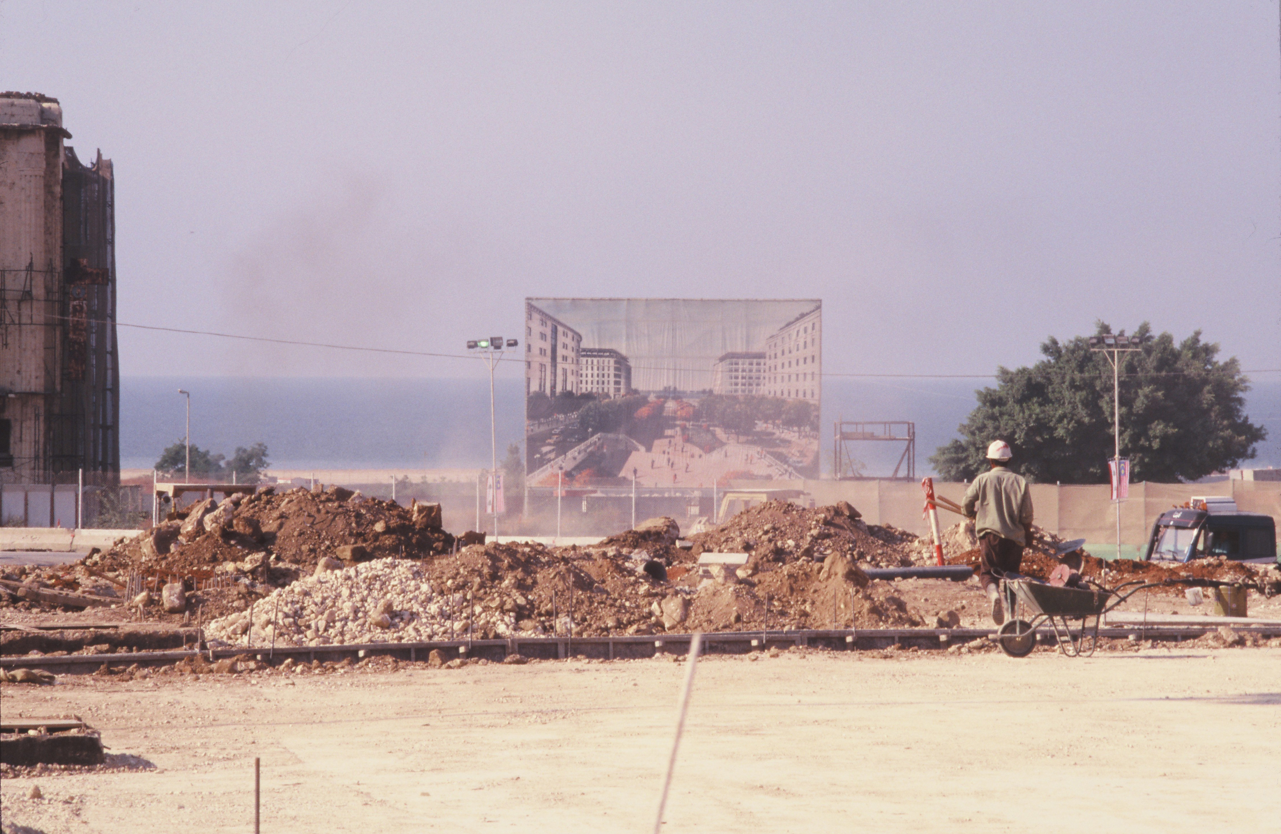 Photograph of a billboard advertisement for Solidere’s reconstruction project, 