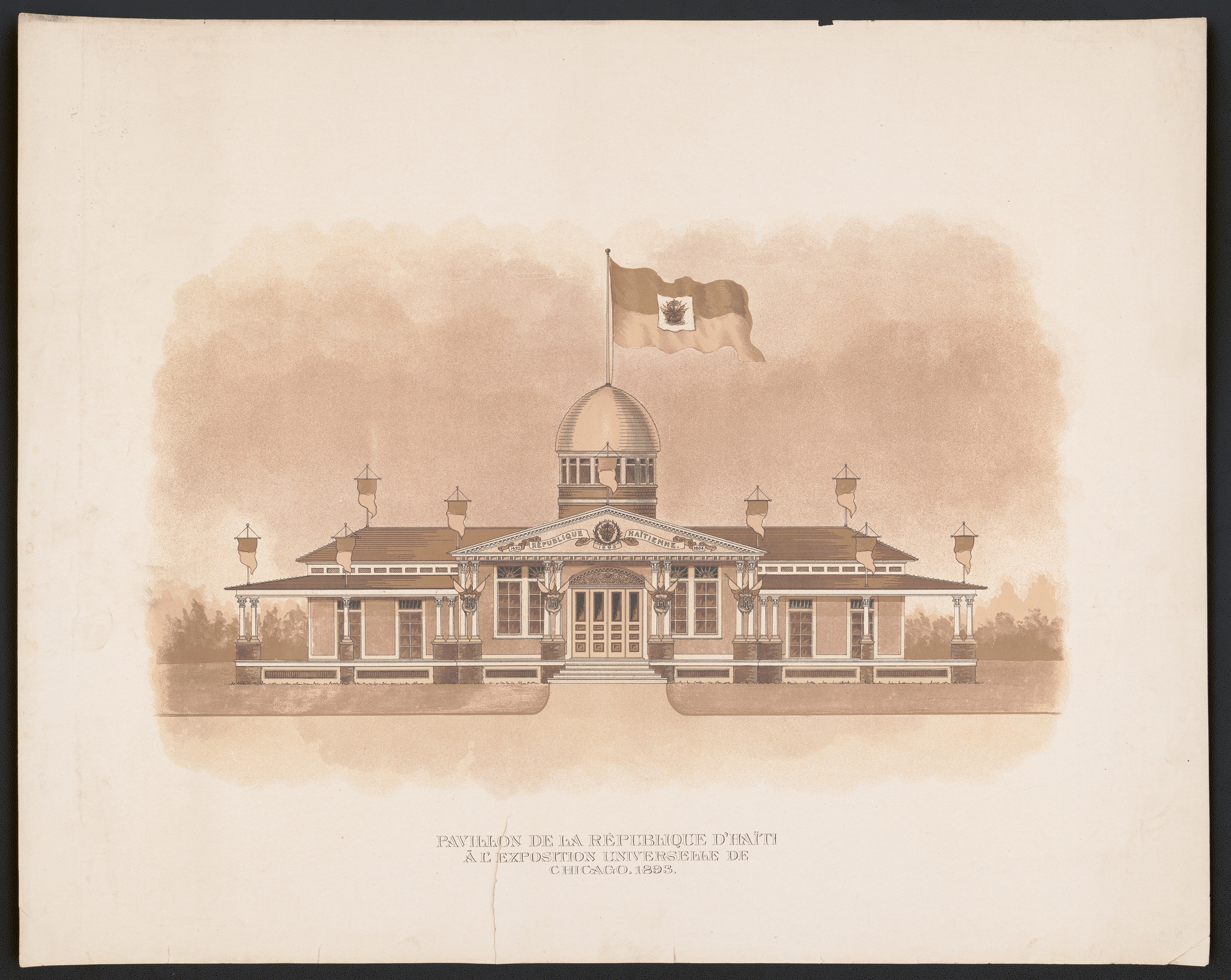 Pavillon de la République d'Haïti à l’Exposition Universelle de Chicago, 1893. Image from Library of Congress, Prints & Photographs Division, [LC-DIG-pga-03514]  (No known restrictions on publication).