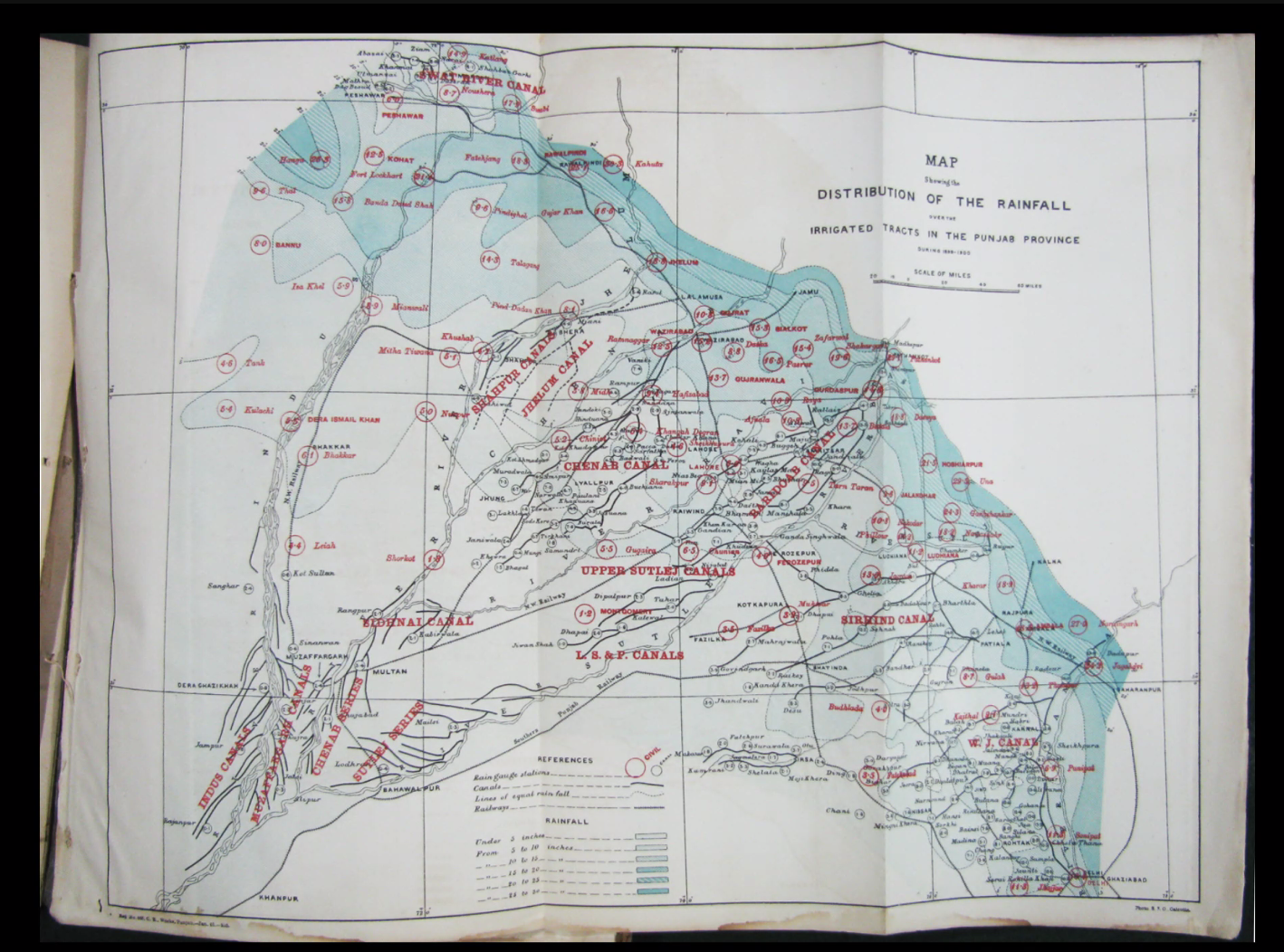 Map of Rainfall Distribution in Punjab (Source: Asian & African Studies Collection, British Library Archives)&nbsp;